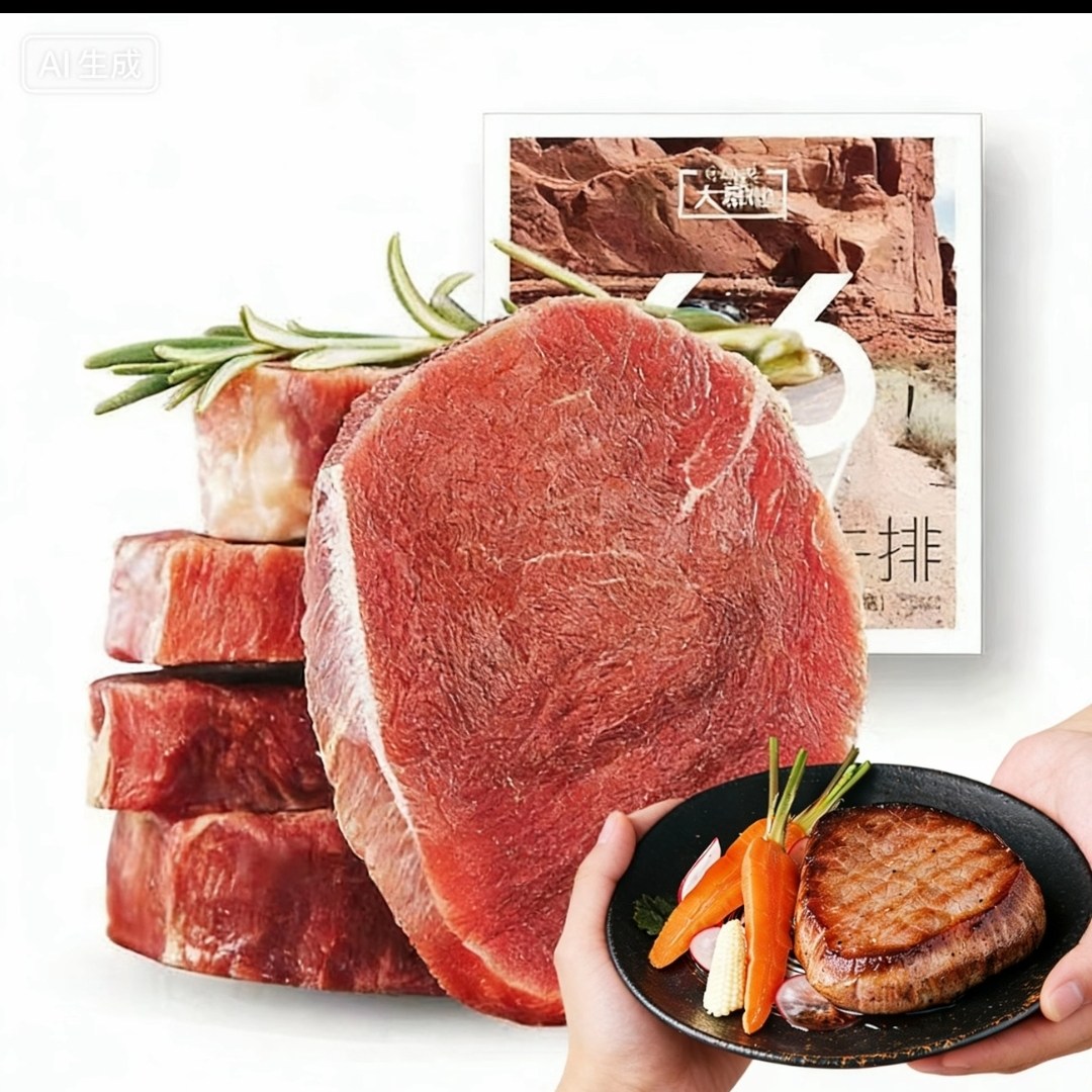 大希地牛排10片2盒装整切西冷菲力牛排儿童牛扒家庭套餐非原切