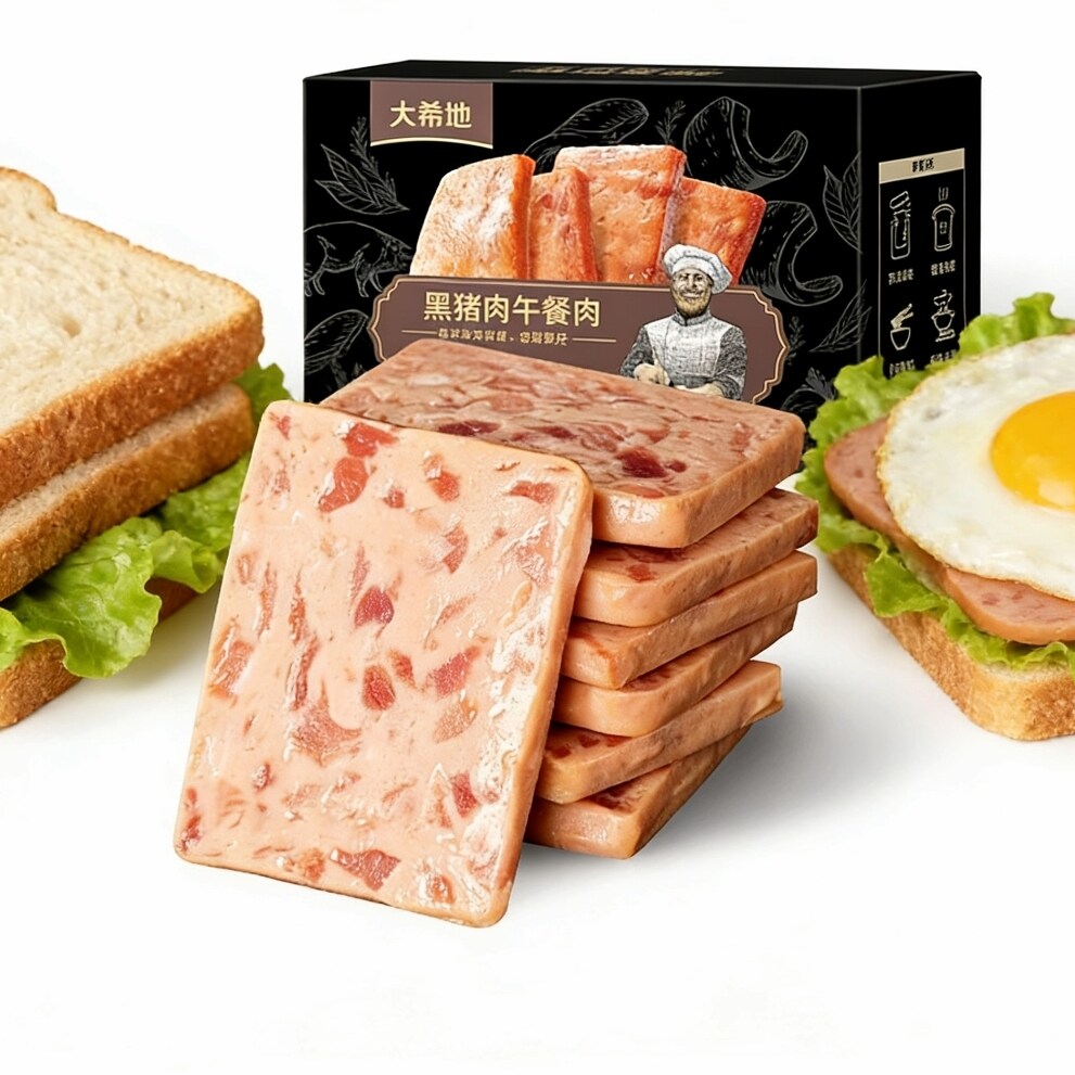 大希地黑猪午餐肉玉米味三明治专用火锅即食儿童火腿午餐肉独立装