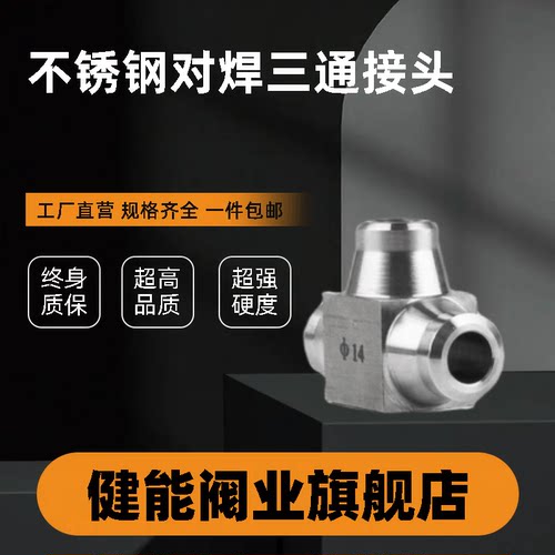 304不锈钢高压对焊三通接头/油管接头/对焊/焊接式/仪表终端
