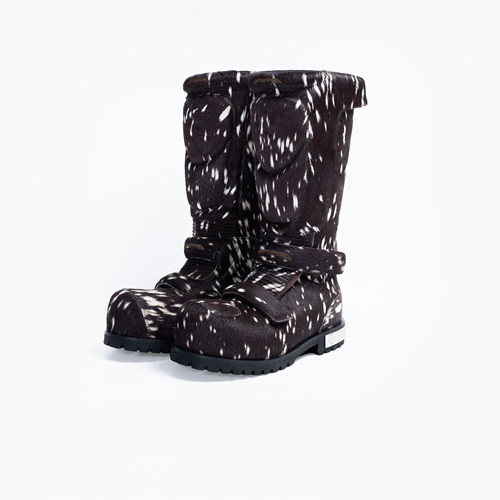 FVVO Armored Spotted Horsehair Mid-Calf Boots鹿纹马毛高筒靴