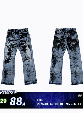 FVVO Flocked Slant Fly Jeans植绒斜襟牛仔裤