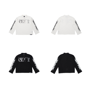 FVVO Ribbed Printed Henley Long Sleeve