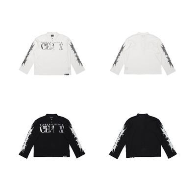 FVVO Ribbed Printed Henley Long Sleeve