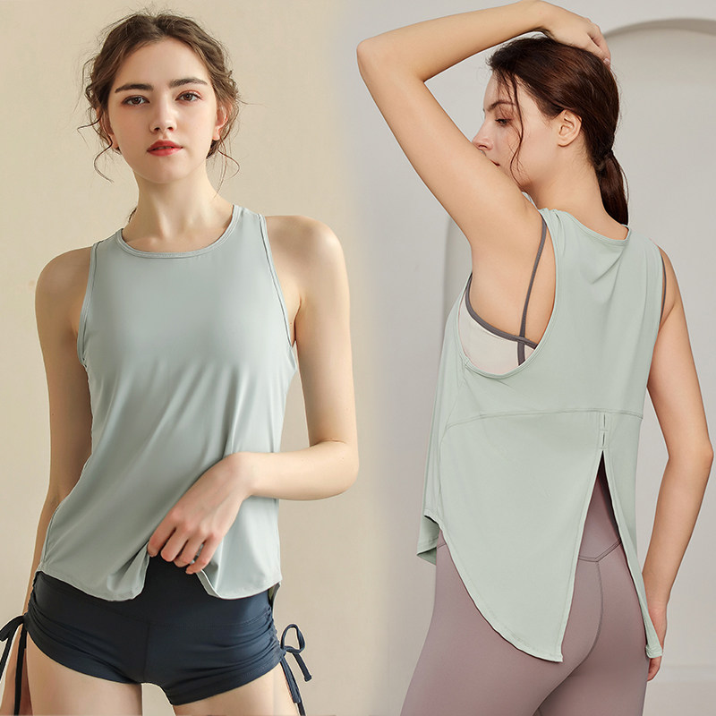 瑜伽服女上衣专业高端速干防晒背心健身衣女宽松跑步运动罩衫夏季