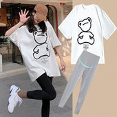 网红套装 孕早期小个子大码 夏装 薄款 女上衣运动外出夏季 纯棉孕妇装