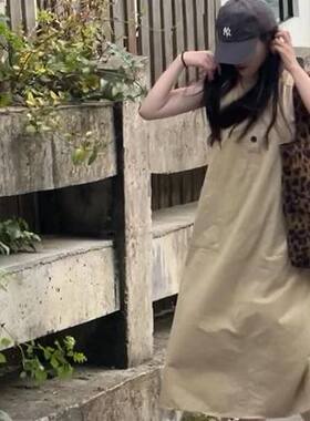 废土风小众别致无袖背心连衣裙女夏季宽松显瘦纯色百搭字裙