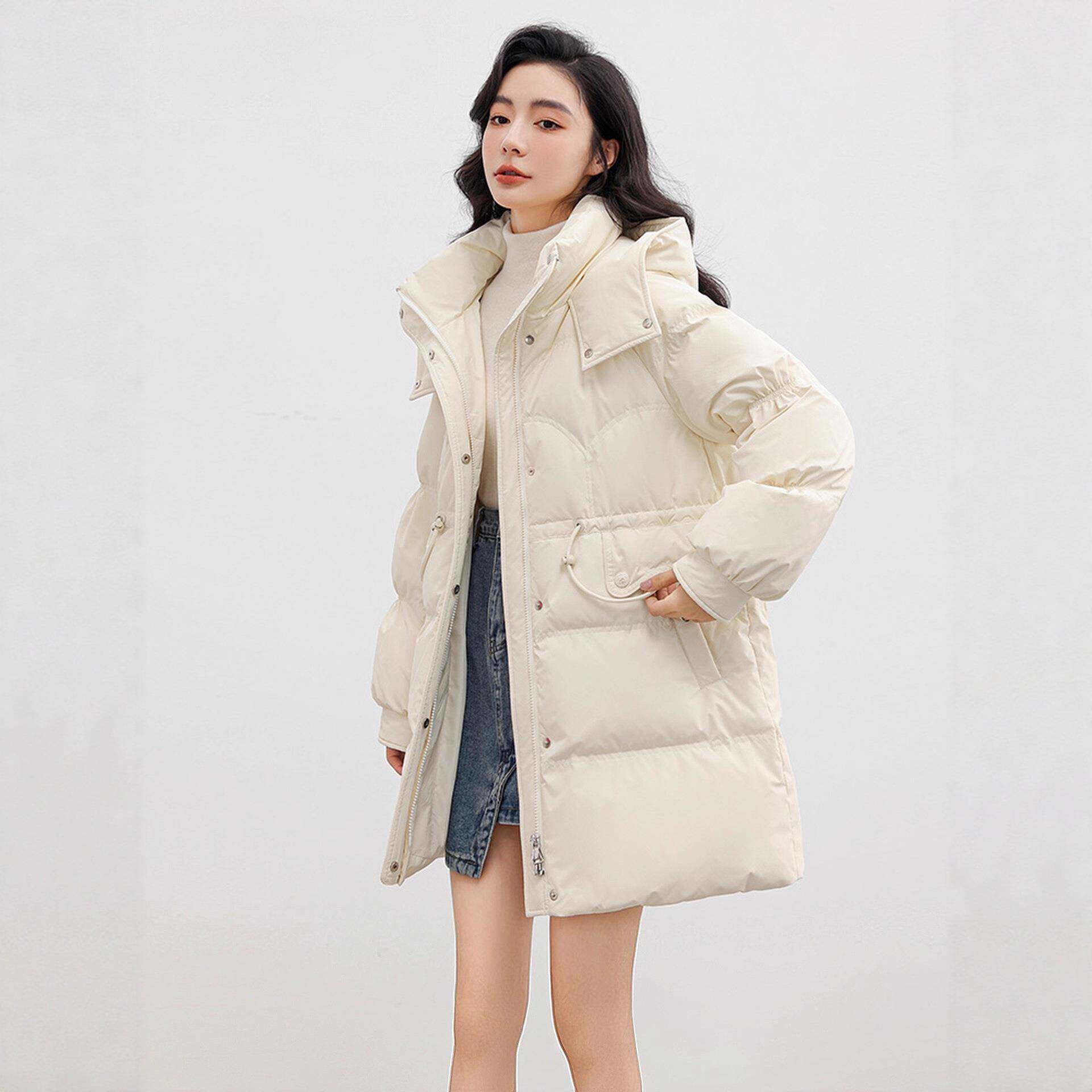 羽绒服女中长款2025年冬季新款连帽韩版时尚收腰显瘦加厚保暖外套
