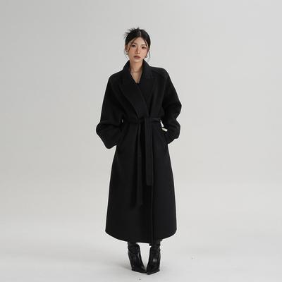 SRYS AME气质高级感系带长款羊毛大衣毛呢外套呢子秋冬装新款女装