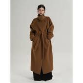 SRYS 女 新款 AME气质高级感盔甲领长款 驼色羊毛大衣毛呢外套秋冬装