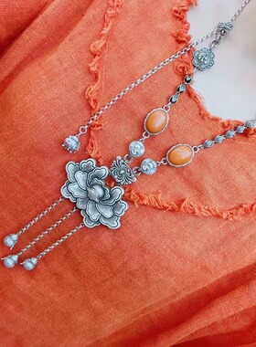 女足银民族风旗袍汉服装饰