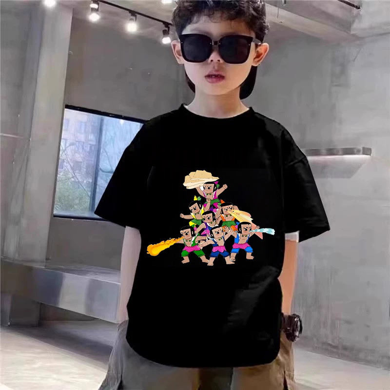 葫芦娃兄弟男童T恤儿童纯棉短袖