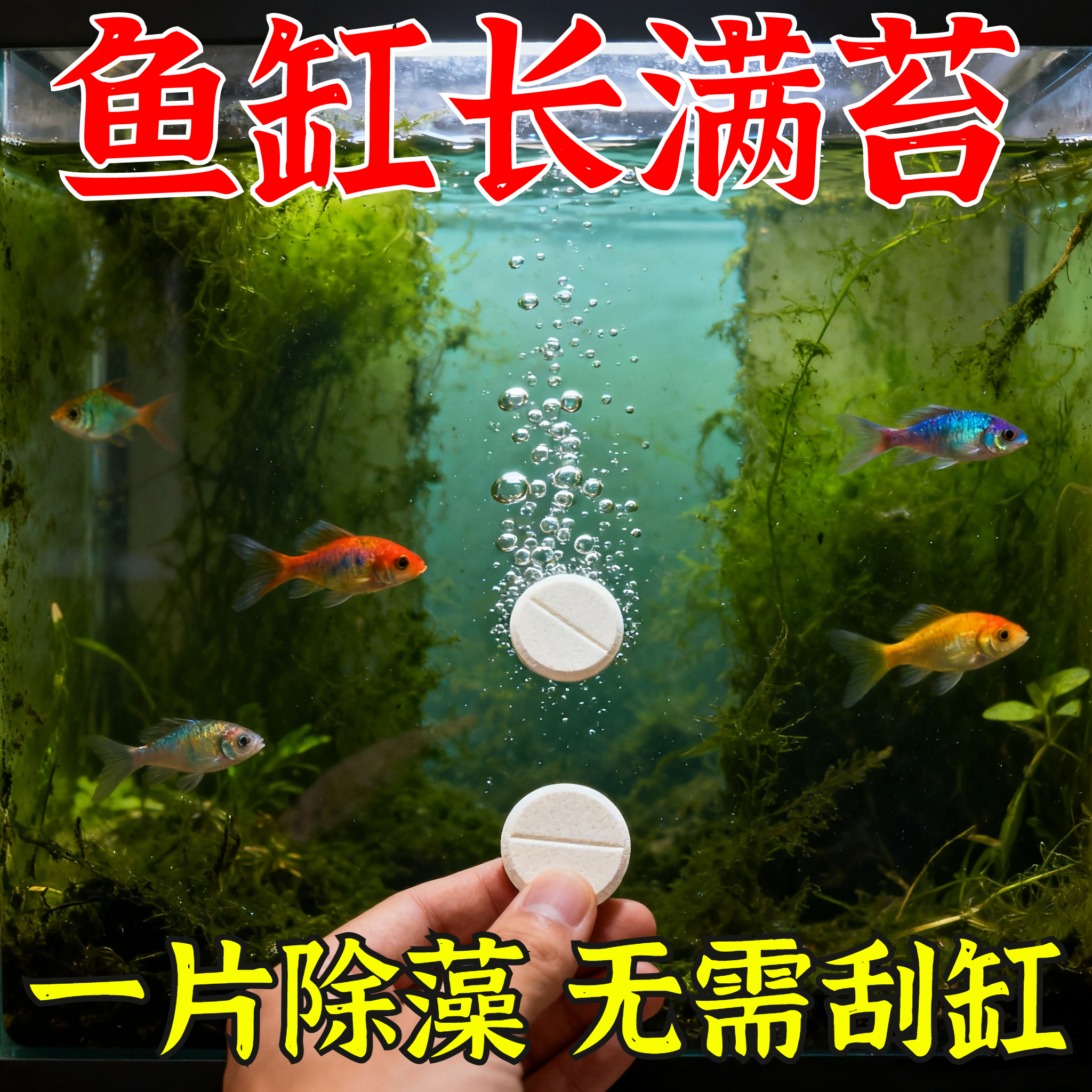 鱼缸除藻片去苔剂强效鱼缸壁清除绿藻褐丝藻黑毛藻神器青苔净水片