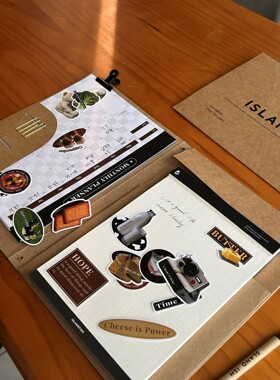 屿鱼文创原创美式牛皮纸收纳文件夹多功能A4资料册简约文件袋手帐