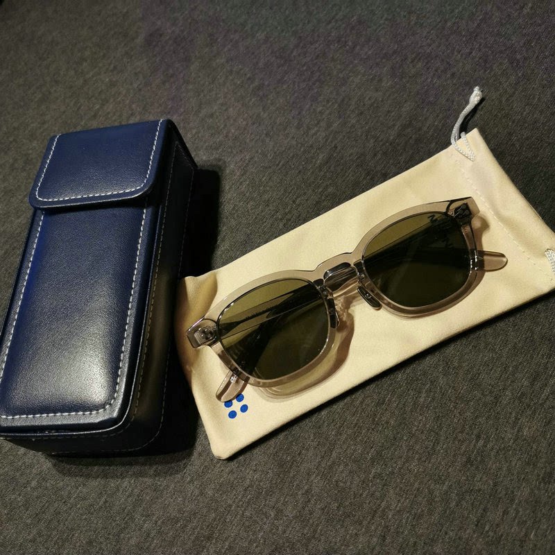 港风潮 明星同款余文乐眼镜框男 赛璐珞版偏光墨镜开车透明灰框架