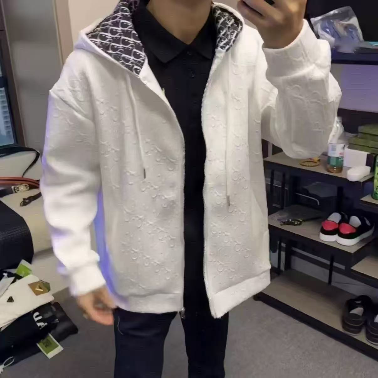 网红潮牌美式满印连帽卫衣男