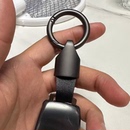 真牛皮圆环钥匙扣挂件耐用简约高档金属汽车钥匙链男女腰挂扣环圈