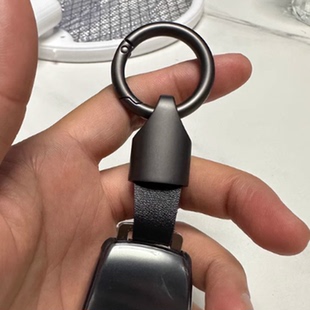 真牛皮圆环钥匙扣挂件耐用简约高档金属汽车钥匙链男女腰挂扣环圈