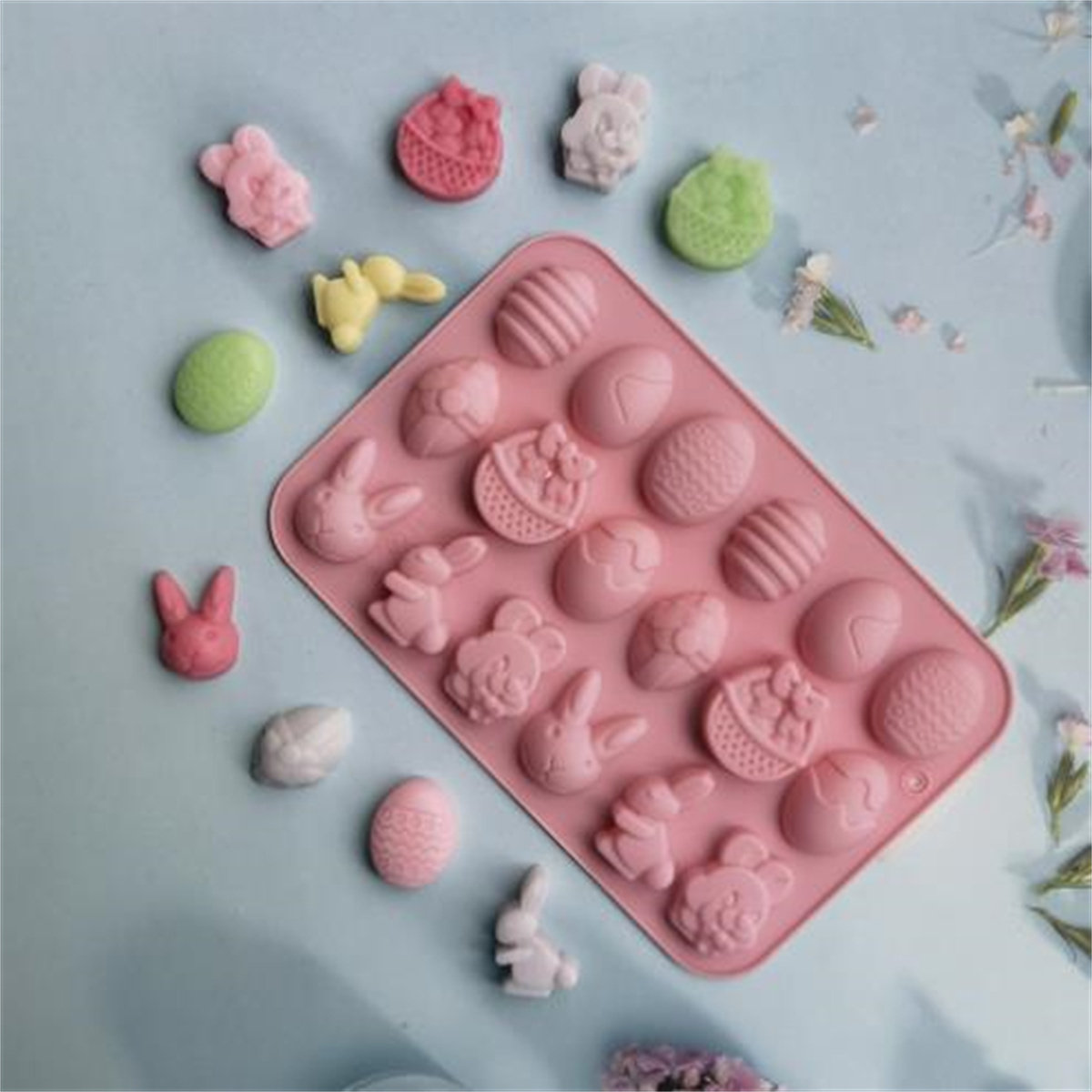 新18连复活节模具兔子复活蛋模具硅胶蛋糕模具巧克力饼干模具烘焙
