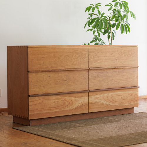 以山樱桃木原木日式收纳六斗柜