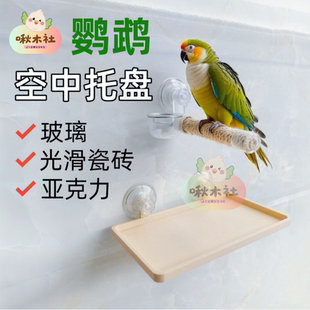 鸟用接粪盘吸盘款站杆空中托盘鹦鹉站架站棍虎皮玄凤牡丹