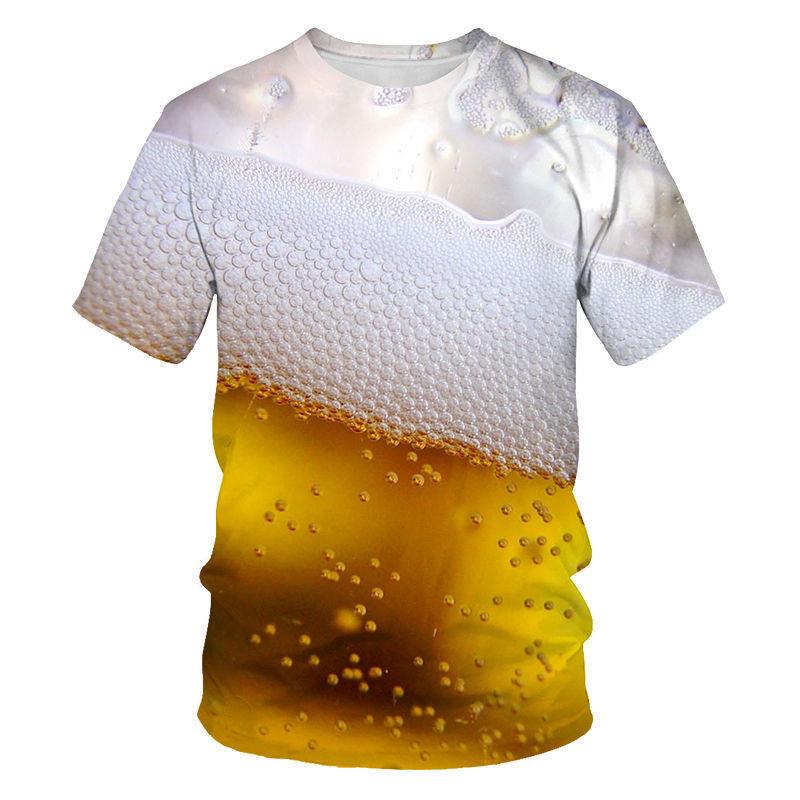 Printed beer bubble short sleeved T-shirt