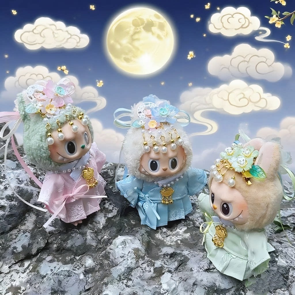拉布布古风汉服簪花头饰套装