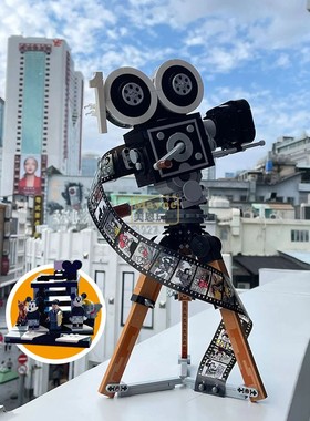 43230华特迪士尼摄影机照相机放映机复古老摆件拼装玩具中国积木