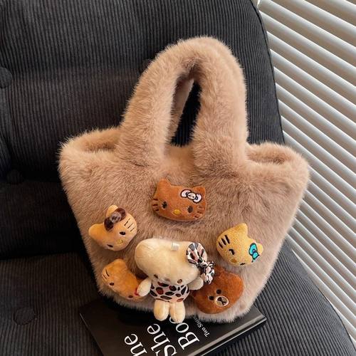 秋冬kitty毛绒手提包女小