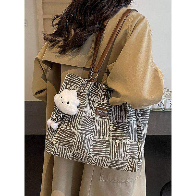 帆布上课通勤包包女大容量2025新款休闲秋冬百搭高级感单肩托特包