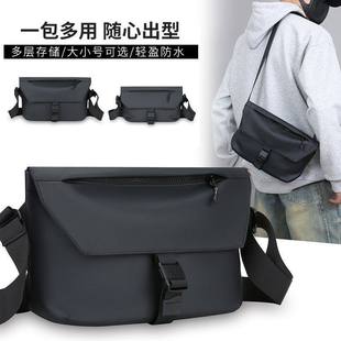 潮牌简约纯色街头休闲运动学生男生单肩包 时尚 斜挎包男士 2025新款