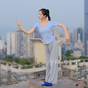 舞蹈服女夏修身 瑜伽服 现代舞上衣形体古典爵士舞练功服装 显瘦短袖