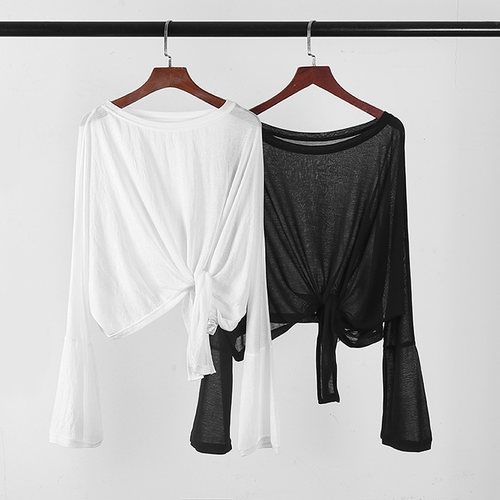 宽松微透长袖罩衫上衣服装练功服