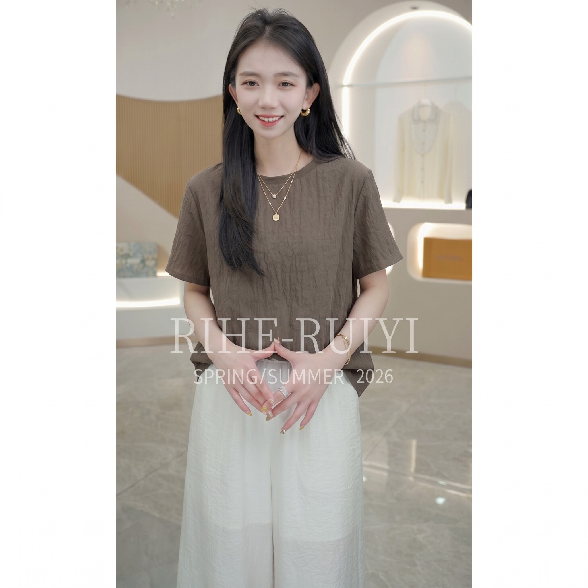 纯色通勤百搭短袖真丝上衣女夏季薄款2026年新款气质桑蚕丝T恤衫图片