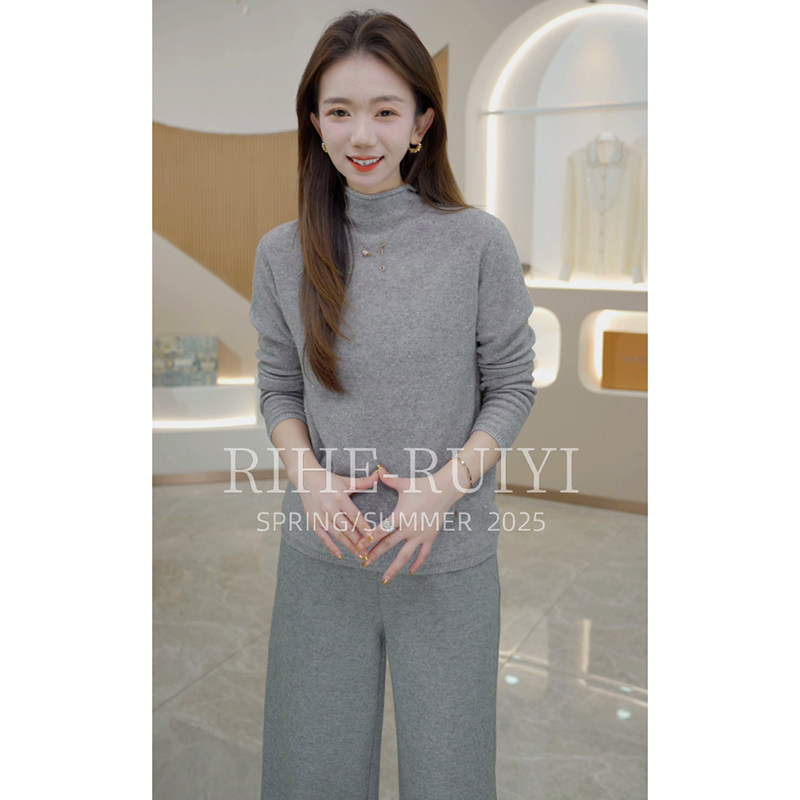 R H 【卷边亮片】质感复古显瘦休闲纯羊毛亮片纱套头毛衣668680,女装/女士精品,毛针织衫,淘宝优惠券,粉丝福利购,淘宝优惠卷