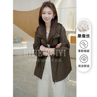 质感老钱丝棉立领连帽长袖 新款 可收腰短外套SG1035 初春