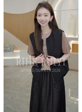 SG6060 R H 【格子桑锦绸】春夏新款质感气质显瘦重磅桑蚕丝马夹