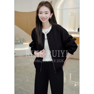 质感老钱钉珠领木耳哑光方格夹克外套SG5107 新款 钉珠方格