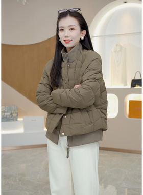 R H 【拉达】时尚鹅绒竖领短款冬季设计师款羽绒服23112