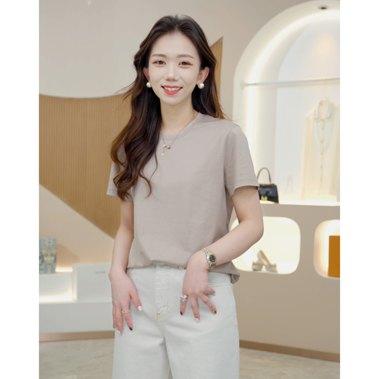 2024新款胶囊T恤高端定制面料80支3股百搭圆领女0108