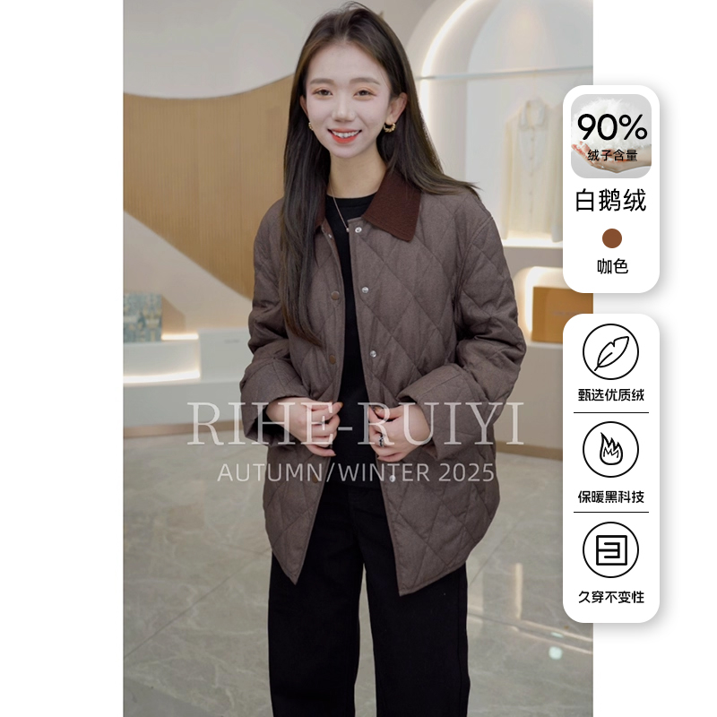 R H 90白鹅绒羽绒服女2025年冬季新款小个子中长轻薄外套2500370
