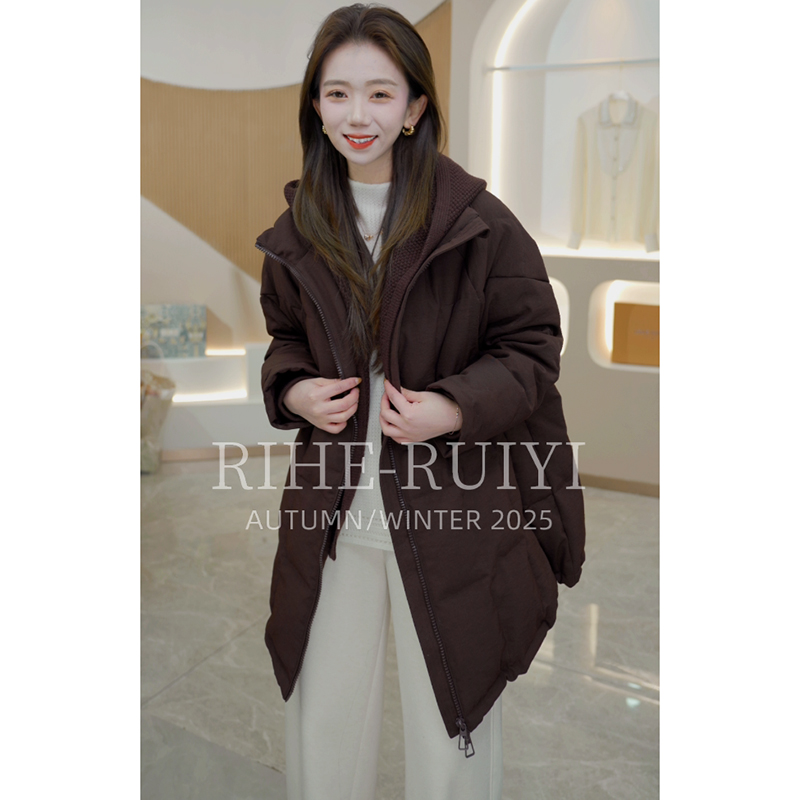 RH【可拆卸毛线帽】D062高端质感时尚休闲显瘦连帽白鹅绒羽绒服