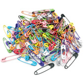 蝴蝶牌保险别针彩色钢丝别针100个透明盒装 2.7cm安全别针金属扣针