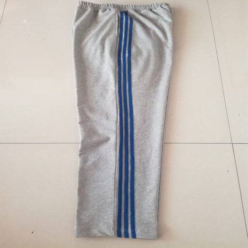 定制中小学生新款校服浅灰色拼接三道宝蓝杠直筒运动长裤子春秋款