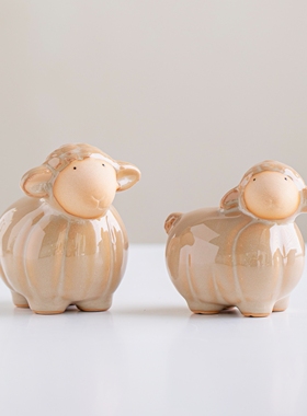 景德镇陶瓷小羊摆件可爱创意礼物办公室儿童房家居桌面工艺品装饰