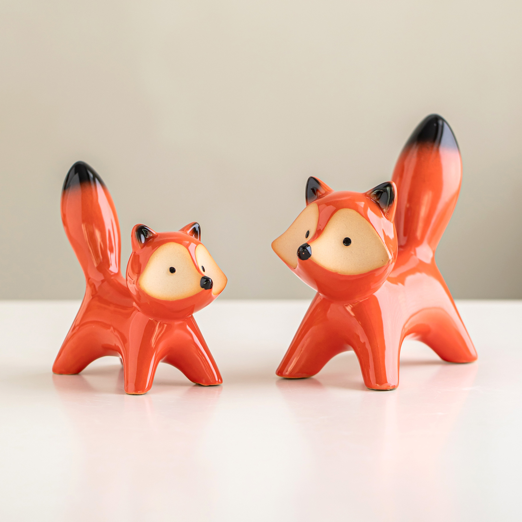 景德镇陶瓷手工狐狸摆件客厅玄关桌面装饰摆设创意情侣新婚小礼物