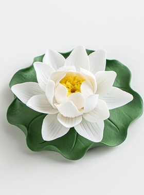 创意陶瓷莲花线香插香座中式线香禅意家用荷花莲花荷叶香托香器