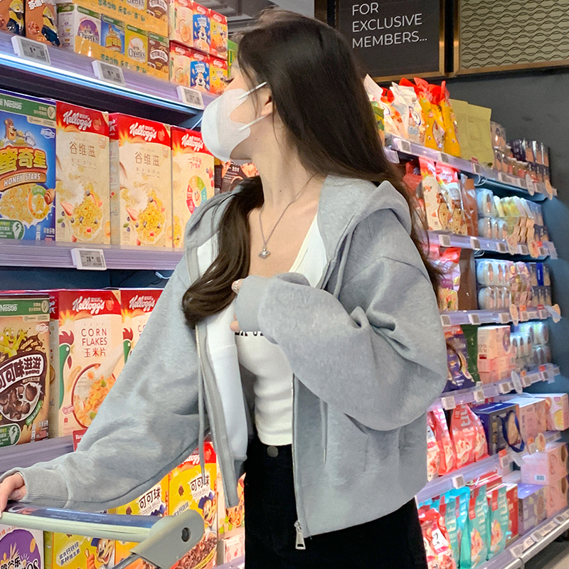 外套女春秋款卫衣女2024新款爆款韩系运动短款开衫秋冬连帽上衣女