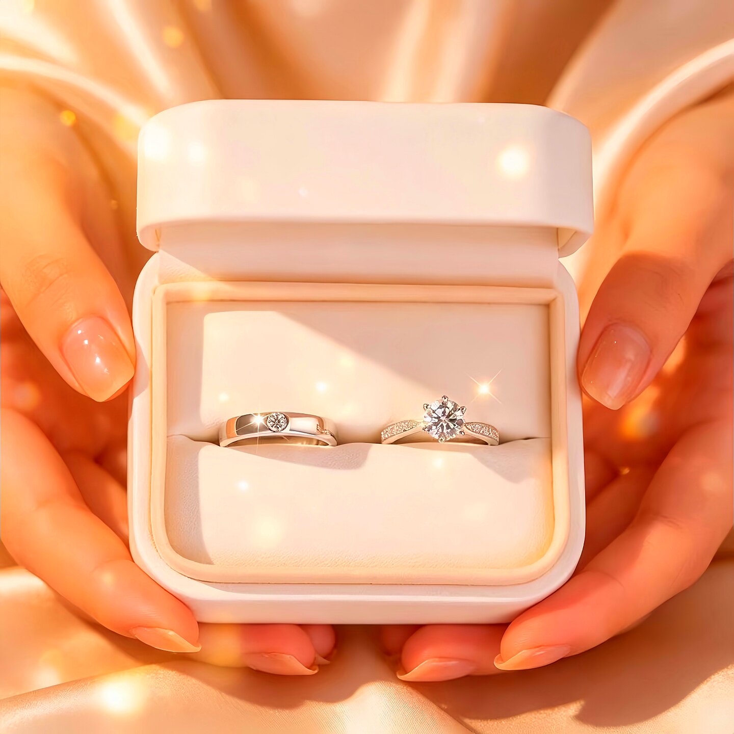 男女对戒求婚钻戒开口结婚礼戒指仿真一对可调节订婚新娘专用道具