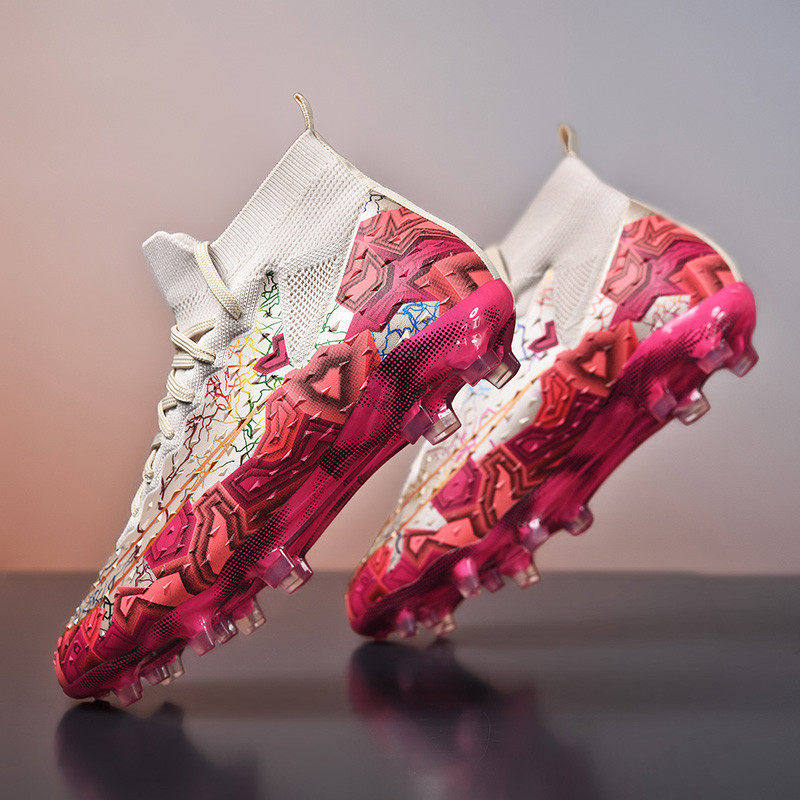 2026C罗新款成人女童足球鞋高帮学生长钉AG碎钉TF男儿童猎鹰训练