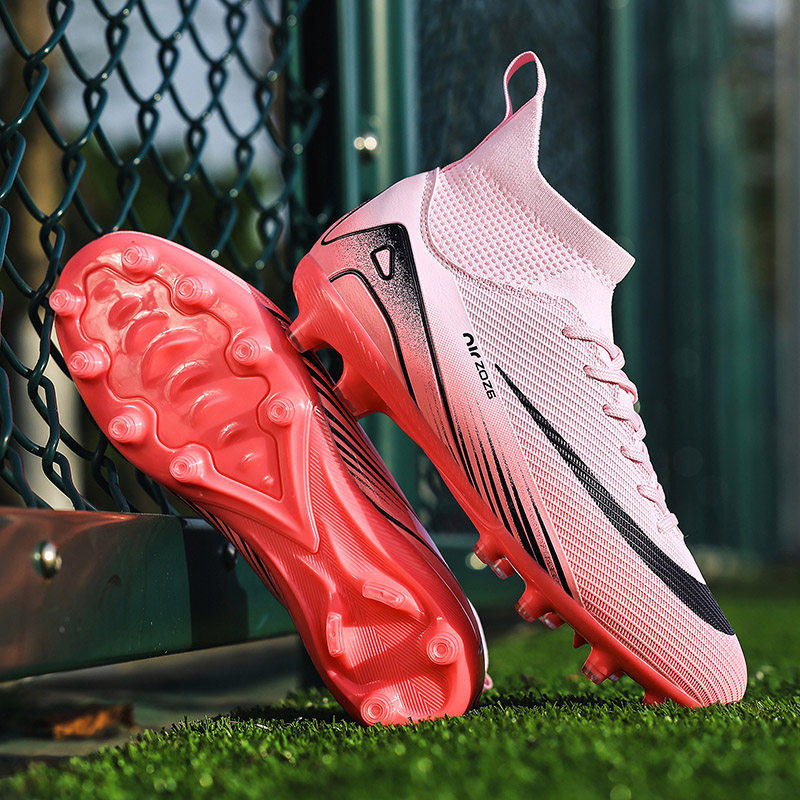 C罗刺客高帮男女足球鞋成人AG长钉儿童学生TF碎钉青少年专业训练